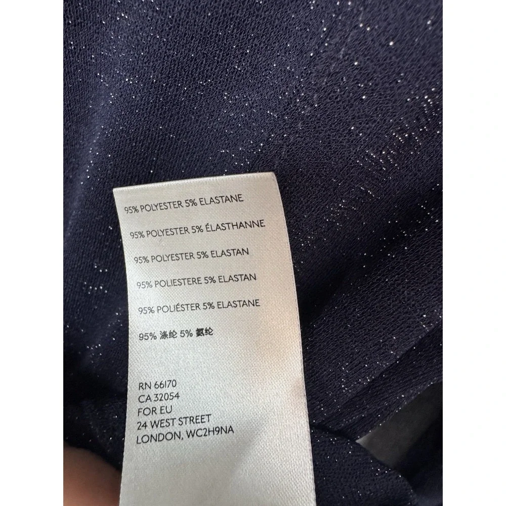 Free People Constellation Top Small Shiny Blue Square Neck Puff Sleeve Open Back